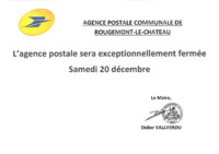Fermeture exceptionnelle de l'Agence Postale Communale